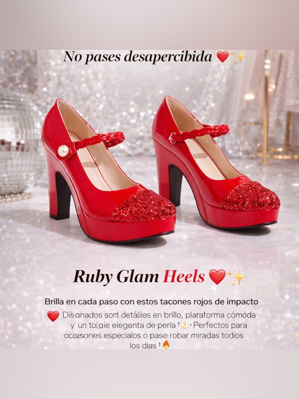 Red Glitter Mary Jane Platform Heels